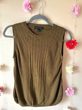 Banana Republic Linen Blend Olive Ribbed Sweater Tank Top